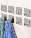 8 Pack Heavy Duty Adhesive Hooks Stick On Wall And Door Hangers Waterproof Stainless Steel Towel And Clothes Hooks for kitchen bathroom laundry