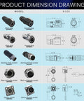 Pro Grade 2 Pin Waterproof Connector 16Mm Circular Aviation Plug IP67 Sealed Male Female Socket dimensions chart with sizes.
