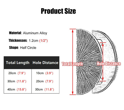 Product size diagram for Ultra Tough As Nails Heavy Duty Sliding Barn Door Handle Set in aluminum alloy, 20x10cm and 30x20cm.