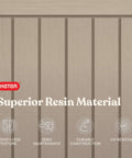 Superior resin material with wood-look texture for Outdoor Resin Horizontal Storage Cabinet For Trash Cans And Garden Tools.