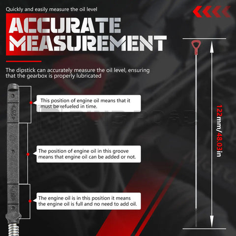Transmission Dipstick Kit For Mercedes 722.6 Transmissions, Exact OEM Fit 140589152100 1405891521, measurement guide shown