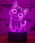 Cat Night Light 3D Illusion Lamp With Seven Color Auto Change And Touch Control Bedside Table Lamp glowing in purple