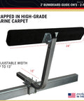 Adjustable Boat Trailer Bunk Board Guide On For Centering And Guiding Your Boat With Marine Carpet Fabric Black Finish 2-foot guide