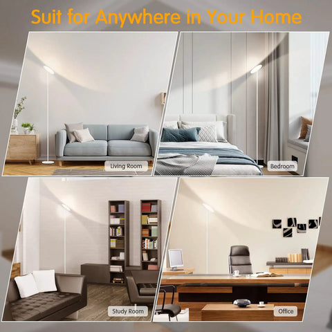 Smart RGB Floor Lamp With Alexa And Google Home WiFi, Tall Modern Torchiere in living room, bedroom, study room, and office