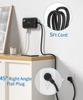 2 Pack 6 Outlet Power Strip With Four USB Ports And Flat Plug Five Foot Extension Cord Overload Protection shown mounted