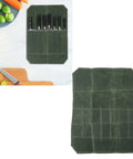 Unrolled Outdoor Knife Roll Bag Made From Waxed Canvas With Tough As Nails Padded Slots A Portable Knife Pouch For Chef Knives, OD Green
