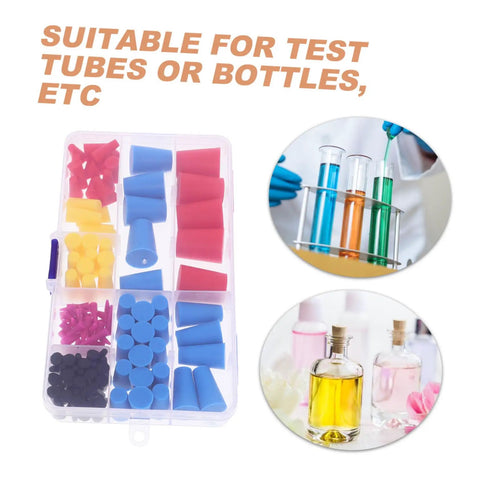Heavy Duty Flexible Silicone Water Sealing Plugs With Tapered Design For High Temp Lab Use And Secure Stopper Kits To Prevent Leaks. assorted silicone lab stopper set for test tubes and bottles