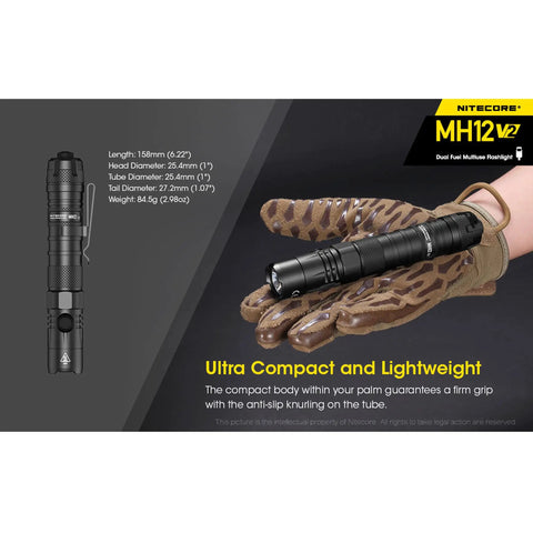 MH12 V2 1200 Lumen USB C Rechargeable Tactical Flashlight With LumenTac Organizer, Ultra Bright Handheld EDC Light For Outdoor Adventures, Long Runtime, Fast USB C Charging, Waterproof Durable Aluminum Body, Compact Yet Powerful