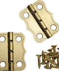 Brass 90 Degree Stop Hinges Set Of Two For Doors And Cabinets with screws, durable brass finish, smooth operation