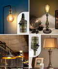 Heavy Duty Push On Off Light Socket With Medium Screw Base For Floor And Table Lamps Delivering No Sweat Operation And Rugged Antique Brass Housing UL Listed Twin Pack in various lighting setups.