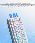Close-up of 75 Percent Wireless Mechanical Keyboard With Magnetic Hall Effect Switches showing adjustable 0.01mm dead zone.