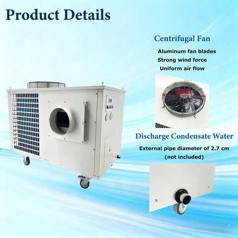 Heavy Duty Portable Industrial Ac Unit To Kick Some Workshop Heat At Bay 61000 Btu Hour Spot Cooler 220v Three Phase 72kw with centrifugal fan.