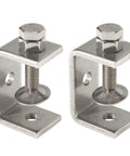 Front view of two 304 stainless steel C-clamps with wide jaws and 47 mm opening.