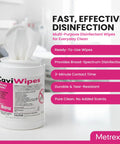 CaviWipes Disinfecting Towelettes For Hard Non Porous Surfaces In Healthcare And Lab Settings Pre Saturated With CaviCide Durable Non Woven Wipes Ready To Use For Fast Sanitation 160 Wipes Pack canister with wipes