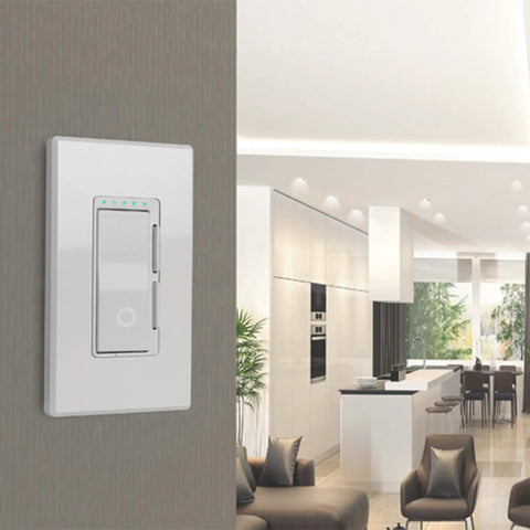 Installed Smart Dimmer Switch With Neutral Wire Required Works With Alexa And Google Assistant 2.4GHz WiFi Replaces Single Pole Or 3 Way Dims LED And CFL Loads Up To 150W And Incandescent Up To 450W White in modern living room