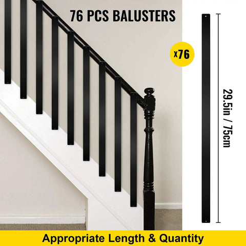 Heavy Duty Aluminum Deck Balusters 29.5 Inch Long 1 Inch Wide Spindles 76 Pack With Screws for Stair Railing Installation Image