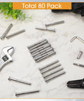 80 Pack Invisible Cable Railing Kit With Stainless Steel Three Sixteenth Inch Receiver And Swage Stud End Swage Tensioner One Eighth Inch For Wood And Metal Posts Hardware Silver on marble surface