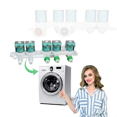 Samsung Washer Water Inlet Valve Assembly Upgrade That Stops Leaks Easy Install Durable ABS shown with washing machine