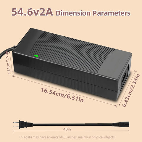 54.6V 2A Ebike Charger For 48V Lithium Battery Packs With 5 Adapter Plugs Universal Replacement Fast Charge UL Listed Safe And Efficient Power Supply For Most 48V E Bikes And Scooters Keeps You Rolling Longer Easy To Use