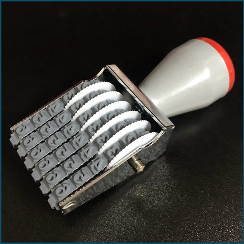 Kickass Six Digit Number Roller Stamp With Changeable Price Date Wheels For Custom Scrapbooking And Office Projects, gray rubber wheels.