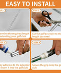 Installation steps for 5 Pcs Golf Shaft Extenders Steel 0.60 Inch Diameter 30.8 Cm Long Each Fits Two Clubs Putter Extension Kit