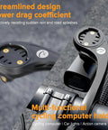 Close-up of a multi-functional cycling computer holder on a bike, compatible with the Street Ready Front Bike Light With Garmin Mount.