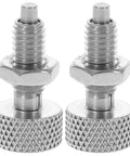 Heavy Duty Stainless Steel Spring Plungers Two Pack With Knurled Handle For Quick Snap Locking No Sweat Self Retracting Pins That Grip Tight For Toolboxes Molds And Tough Job Site Projects.