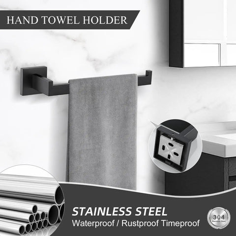 4 Piece Matte Black Bathroom Hardware Set Stainless Steel Towel Bar Hand Towel Holder Wall Mount Rust Resistant