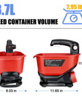 Milwaukee 18V Compatible Salt And Seed Spreader Handheld Fertilizer Spreader With 3.7L Capacity side and front view