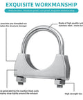 1 Inch Universal Heavy Duty Exhaust U Clamp Stainless Steel U Bolt Clamp for 1 Inch Pipe Muffler Exhaust System Pack of 2