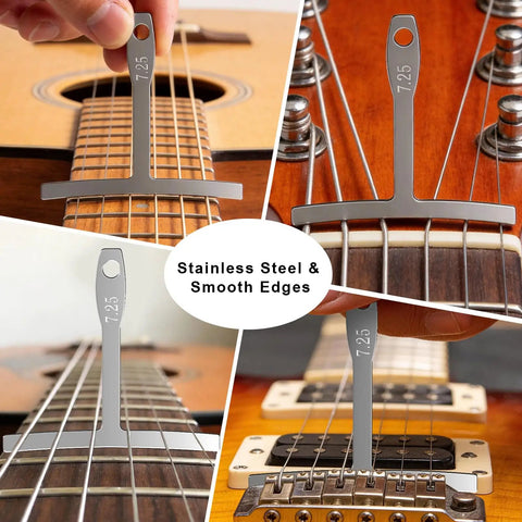 Pro Grade Guitar Luthier Tools Kit With 10 Pcs Of Stainless Steel Setup Tools, radius gauge used on guitar necks