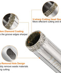 Close-up view: HARFINGTON 5-piece diamond tile drill bit set, 7/16in (11mm), diamond-coated with cutting head
