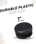 1 Inch Outer Diameter Ribbed Plastic Hole Plugs For Round Tubing Black End Caps And Furniture Leg Inserts, Ideal For Preventing Floor Scuffs, Chair Tips And Table Feet, Weather And Impact Resistant, Made In USA, 10 Pack