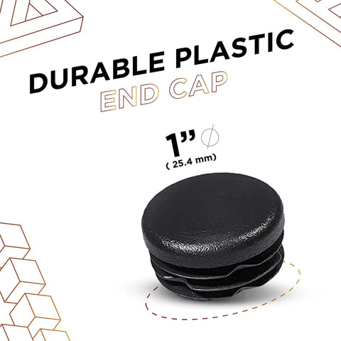 1 Inch Outer Diameter Ribbed Plastic Hole Plugs For Round Tubing Black End Caps And Furniture Leg Inserts, Ideal For Preventing Floor Scuffs, Chair Tips And Table Feet, Weather And Impact Resistant, Made In USA, 10 Pack