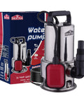 Heavy Duty 3/4 HP Submersible Sump Pump With 2800 GPH Water Pump Capability, Stainless Steel Body, Built In Float Switch on box
