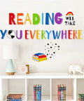 Reading Will Take You Everywhere Inspirational Quote Wall Decal Sticker For Nurseries Classrooms Playrooms And Kids Study Rooms Motivational Phrase Decor