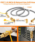 Three Eighths Inch Natural Gas Hose With Quick Connect Fitting For Grills And Heaters CSA Certified Flexible Low Pressure Gas Line