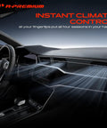 Interior view of a car's dashboard showcasing climate control features and air vents for instant climate control.