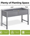 Front view of HDPE Elevated Raised Garden Bed With Legs For Outdoors 47 X 22 X 30 Inches Planter Box For Vegetables, Herbs And Flowers.