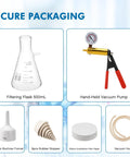 Buchner Funnel Filtration Kit With Handheld Vacuum Pump And 500mL Lab Vacuum Flask Includes 100 Pcs Filter Paper And Rubber Stoppers