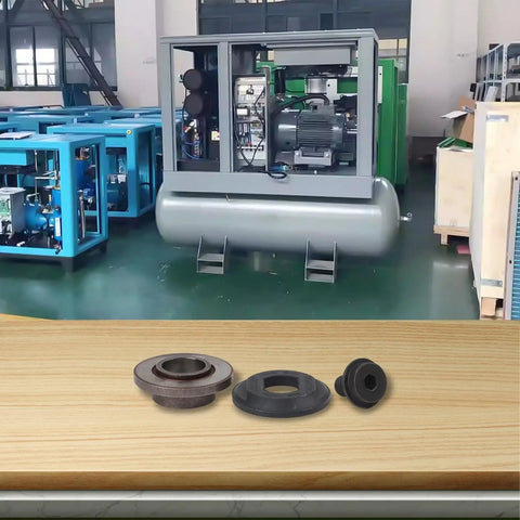 All In One Circular Saw Replacement Parts Kit With Inner And Outer Flanges And Blade Bolt Plus Metal Washer For DCS391 DCS390 And DC310KL Saws Built For Quick Replacements And Smooth Accurate Cuts On Any Job Site, shown in front of industrial machinery.