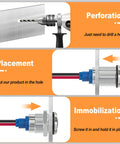 Installation guide for low power red LED indicator light, showing drilling, placement, and securing in panel mount for easy install.