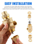 Brass 1/2-inch backflow preventer with dual check valve and atmospheric vent; threaded connections