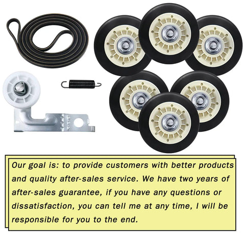 DIY Dryer Roller Replacement Kit Fits Popular Dryers 4581EL2002C with 6 rollers, pulley, belt, and spring components