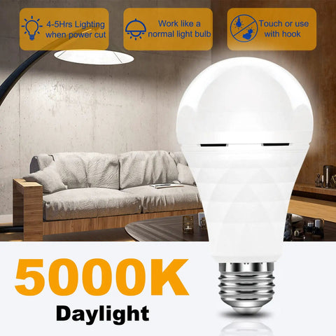 Go-To Rechargeable A19 LED Bulbs With 12W Power Backup For Home Daily Use And Emergency Situations, modern living room background