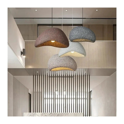 Color Design Living Room Suspension Lamp Restaurant Pendant Light Lustre Cafe Chandelier with decorative shades in various colors.