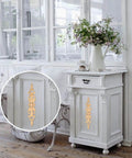 Top Shelf 16 Piece Hand Carved Wood Appliques Set Featuring Slick Unpainted DIY Decorative Wooden Trim And Embellishments For Cabinets Dressers Beds And Walls With Two Dang Perfect Sizes on white nightstand.