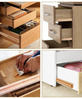 8 Pack Beech Wood Drawer Slides 16 Inch Center Mount Guide Tracks installed in wooden desk and dresser drawers