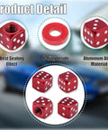Dice Style Tire Valve Stem Caps With O Ring Universal Aluminum Alloy Dustproof Covers For Cars SUVs Trucks Motorcycles And Bicycles Red 4 Pack Easy Install Weather Resistant