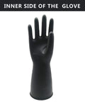Inner view of Kickass Waterproof Chemical Resistant Latex Gloves Two Pair, showing black material and grip texture.